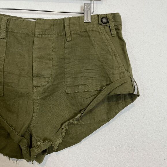 One Teaspoon Army Green Militaire Bandits Denim Jean Shorts Women's Size 28 - Picture 4 of 6